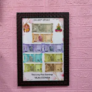 12x18 inch money arranged frame decorative currency wall art for home and office décor