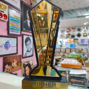 MDF Trophy MWM-11 wooden award for corporate and school recognition ceremonies
