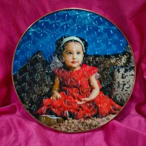 10x10 inch round golden beeding photo frame matte finish wall decor
