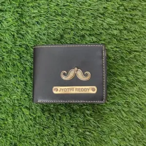 Black men’s wallet made from genuine leather with card slots and cash compartment