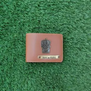 Tan brown leather men’s wallet with multiple card slots and cash compartment