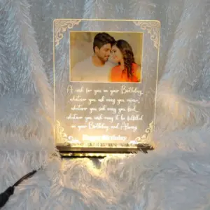 Birthday Acrylic Frame personalized LED photo décor