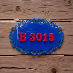 Blue and Red Acrylic Designer House Name Board