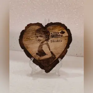 Personalized 6x6 Inch Natural Heart Wood Plaque