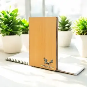 Bamboo wood lined journal notebook diary for writing notes, journaling, and daily use