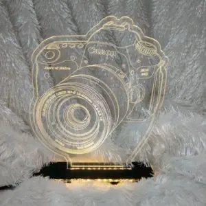 Personalised Camera Acrylic Frame with Single LED Custom Photo Lamp