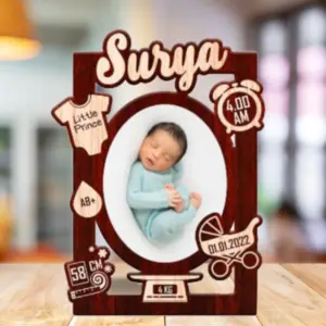 Baby Memory Cutout Frame Brown 002 A3 Personalized Baby Gift