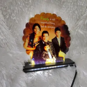 Round Flower Sublimation Acrylic LED Table Frame Personalized Photo Lamp