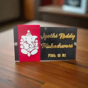 Ganesha Acrylic House Name Board for spiritual entrance décor