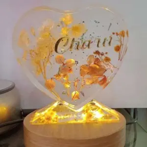 Heart Shape with LED Light Base Resin Art Frame Decorative Décor