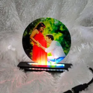 Round Sublimation Acrylic LED Table Frame Personalized Photo Lamp