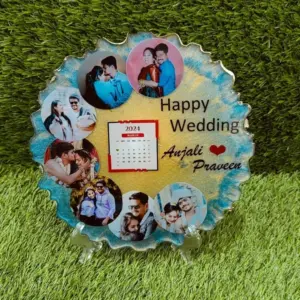 8 Inch Round Agate Wedding Theme Resin Art Frame