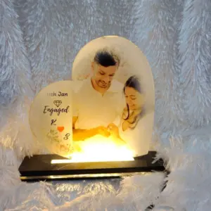 Side Heart Sublimation Acrylic LED Table Frame Personalized Photo Lamp