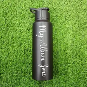 Engraved Wide Mouth Bottle 750ml Black Colour Personalized Bottle