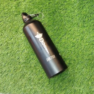 Engraved Aluminum Sipper Bottle 750ml Black Colour Personalized Bottle