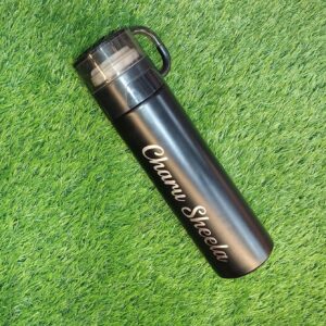 Engraved Matte Stainless Steel Bottle Black Colour Personalized Bottle