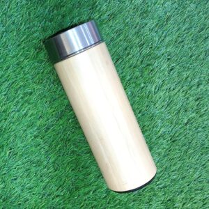 Engraved Steel Bamboo Wooden Bottle with Temperature Display Personalized Smart Bottle