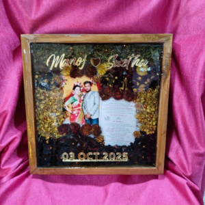 12x12 Inch Wood Box Wedding Garland & Card Preservation Resin Art Frame