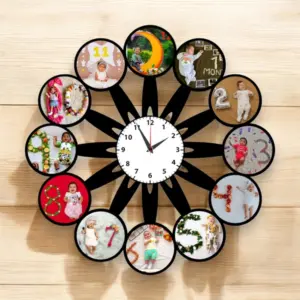12 Pics Clock MDF Wall Collage Frame SKU506