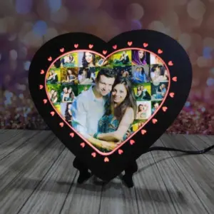 Personalized Heart Shape LED Frame with custom photo and LED lights for anniversaries, weddings, Valentine's Day, and home decoration.