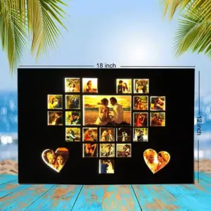 LED Love Photo Frame 18x12 Personalized Couple Collage