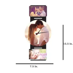 3 Pics With Clock MDF Wall Collage Frame SKU429