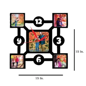 5 Pics With Clock MDF Wall Collage Frame SKU409