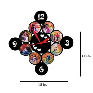 8 Pics With Clock MDF Wall Collage Frame SKU414