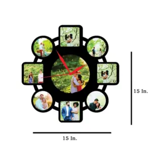 9 Pics With Clock MDF Wall Collage Frame SKU407