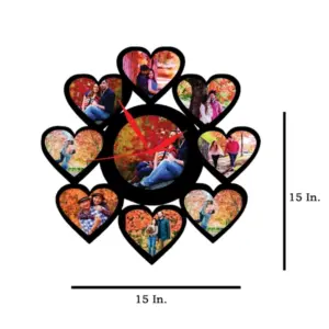 9 Pics With Clock MDF Wall Collage Frame SKU410