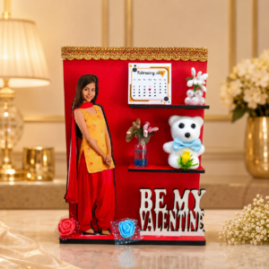 Be My Valentine Miniature Table Frame in Red MDF with Personalized Photo Cutout