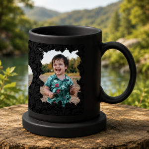 Black Patch Mug Personalized Photo Printing Ceramic Coffee Mug