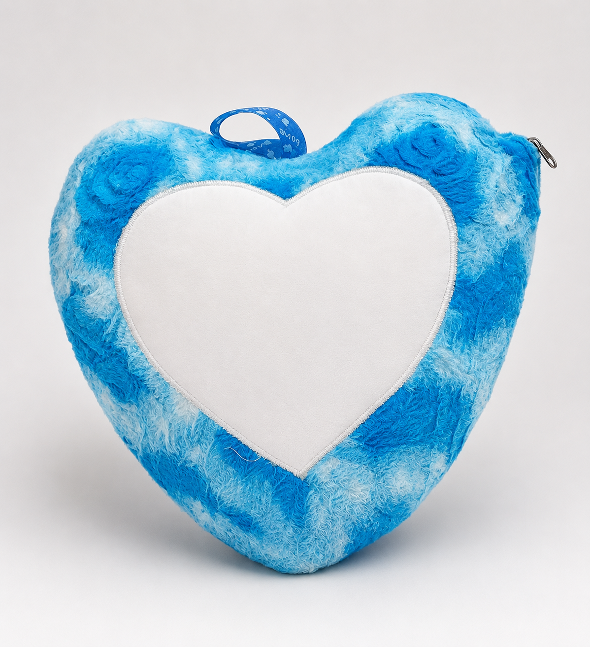 Blue Heart Shape Gulab Fur Photo Cushion Personalized Heart Pillow