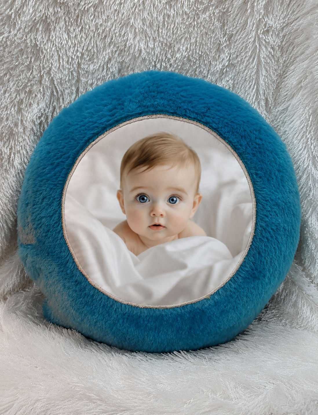 Soft Doraemon face cushion made from plush fabric for kids and custom photo print - Image 4