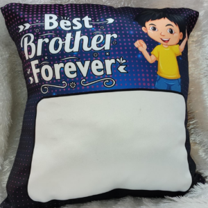 Brother Photo Cushion with Custom Photo Print and Best Brother Forever Design for Raksha Bandhan Gift