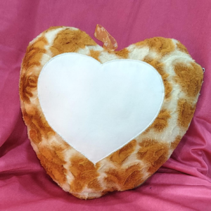 Brown Heart Shape Gulab Fur Photo Cushion with Personalized Photo Printing