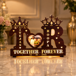 Couple Alphabet LED Name Board 15x23 Inch Personalized Wooden LED Gift