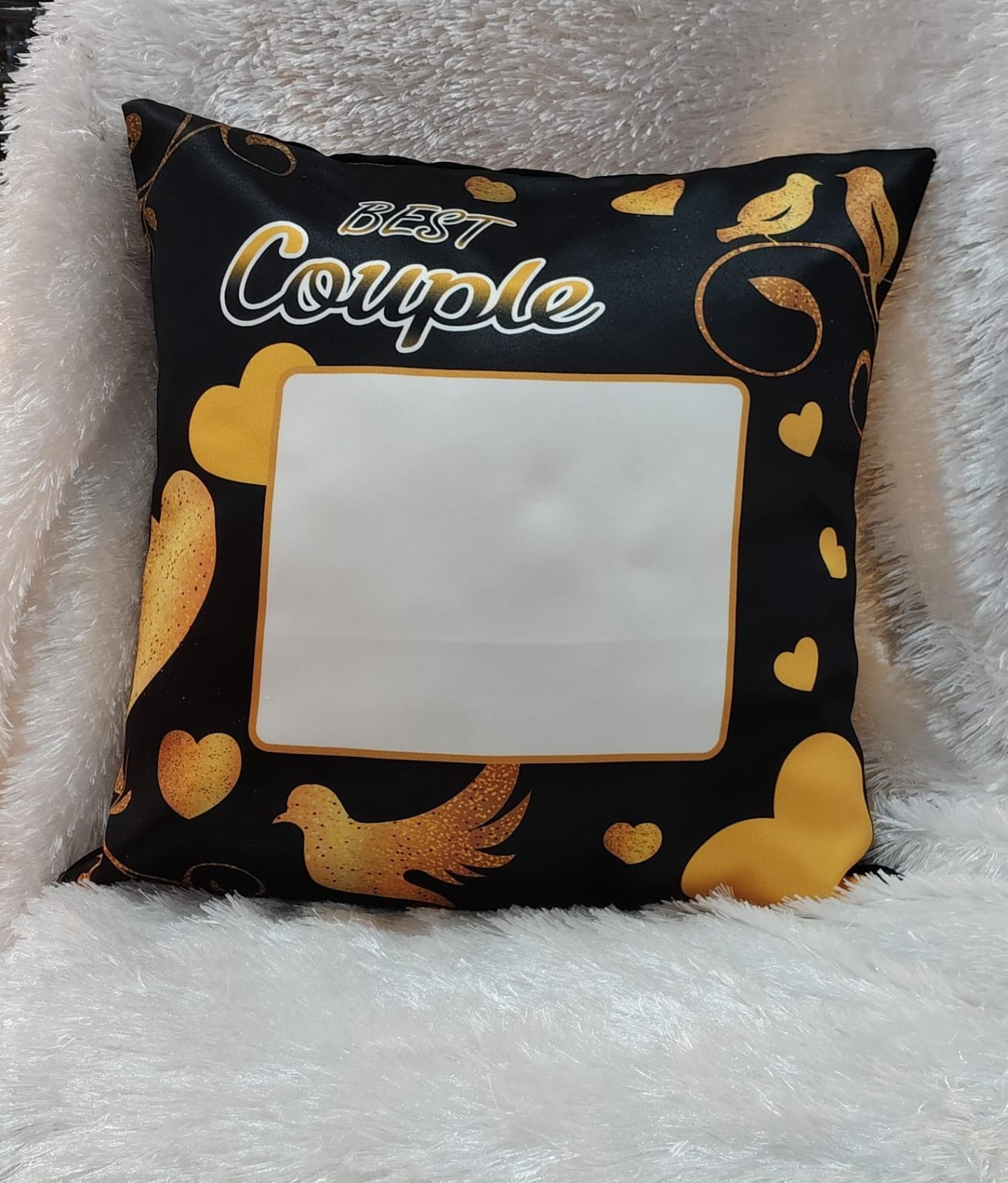 Couple Photo Cushion with Custom Photo Print and Best Couple Theme Design for Anniversary and Wedding Gifts