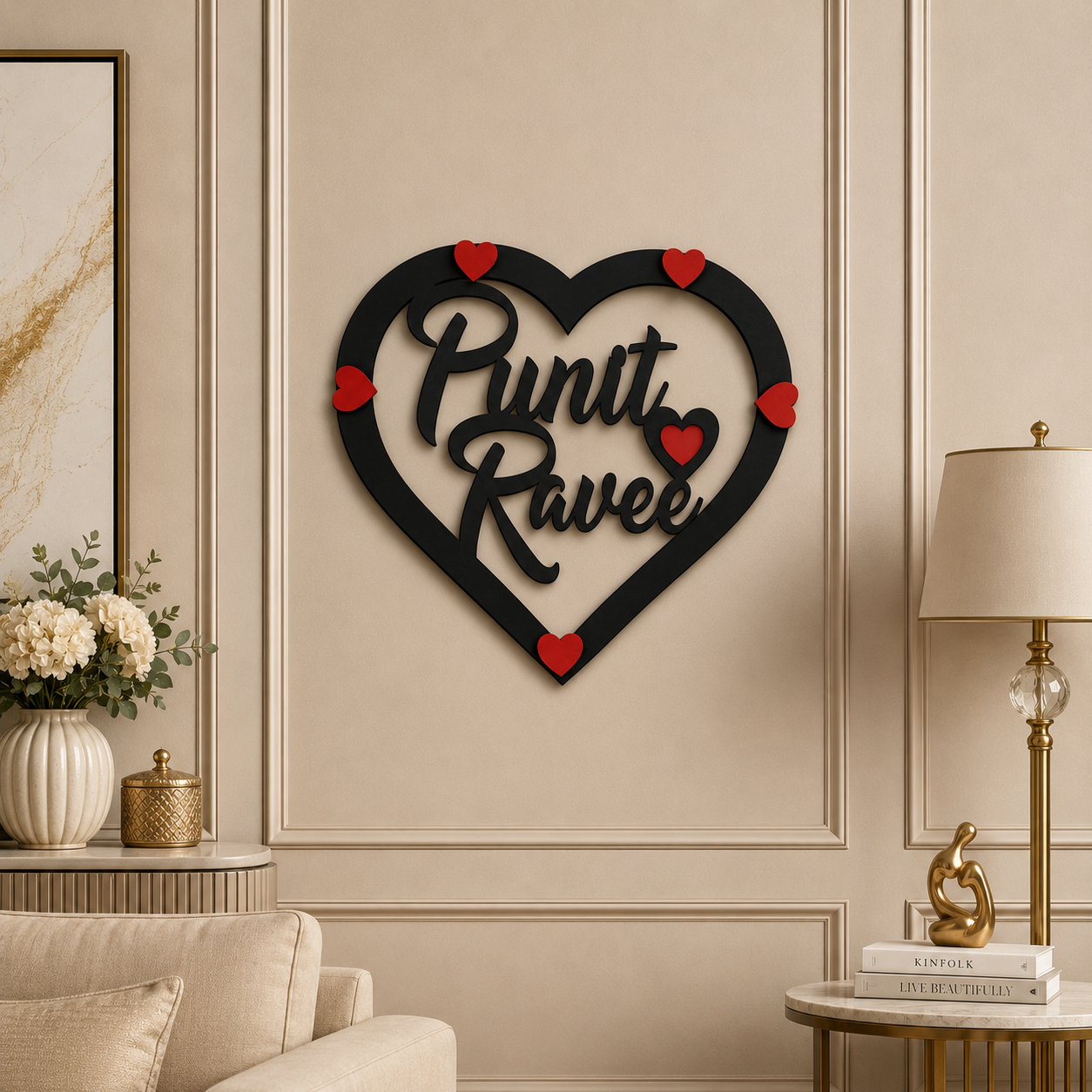 11 Inch Personalized LED Wall Decor Custom Couple Name Frame Heart Shape - Image 3