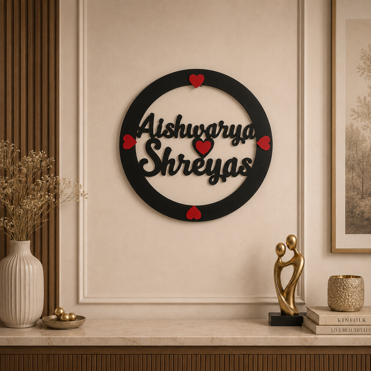 15 Inch LED Wall Decor Custom Couple Name Frame Round Shape - Image 3