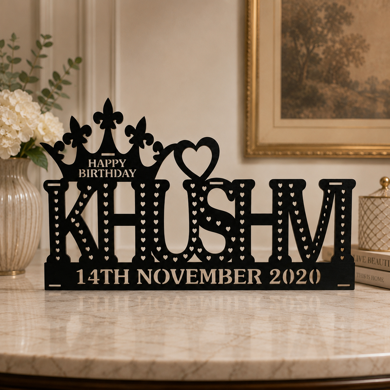 Birthday LED Name Board Custom LED Name Frame with Crown 15x23 Inch - Image 2
