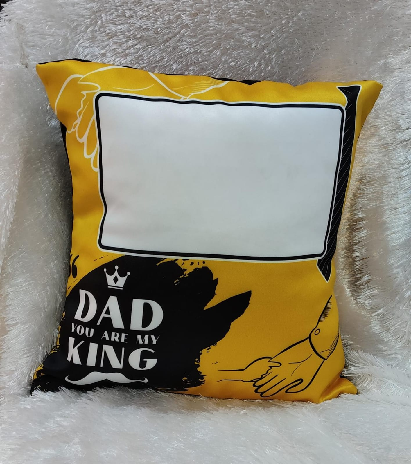 Dad Photo Cushion with Personalized Photo Print and Dad You Are My King Design for Father's Day Gift