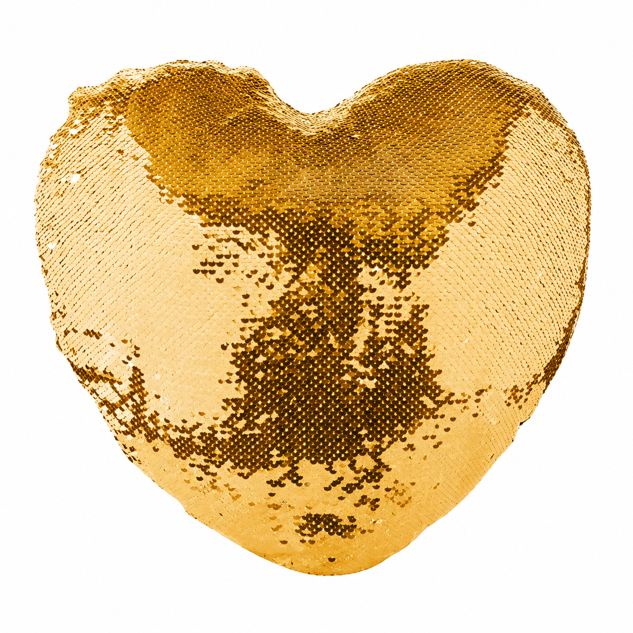Gold Heart Shaped Sequin Pillow with reversible magic sequins and custom photo printing - Image 2