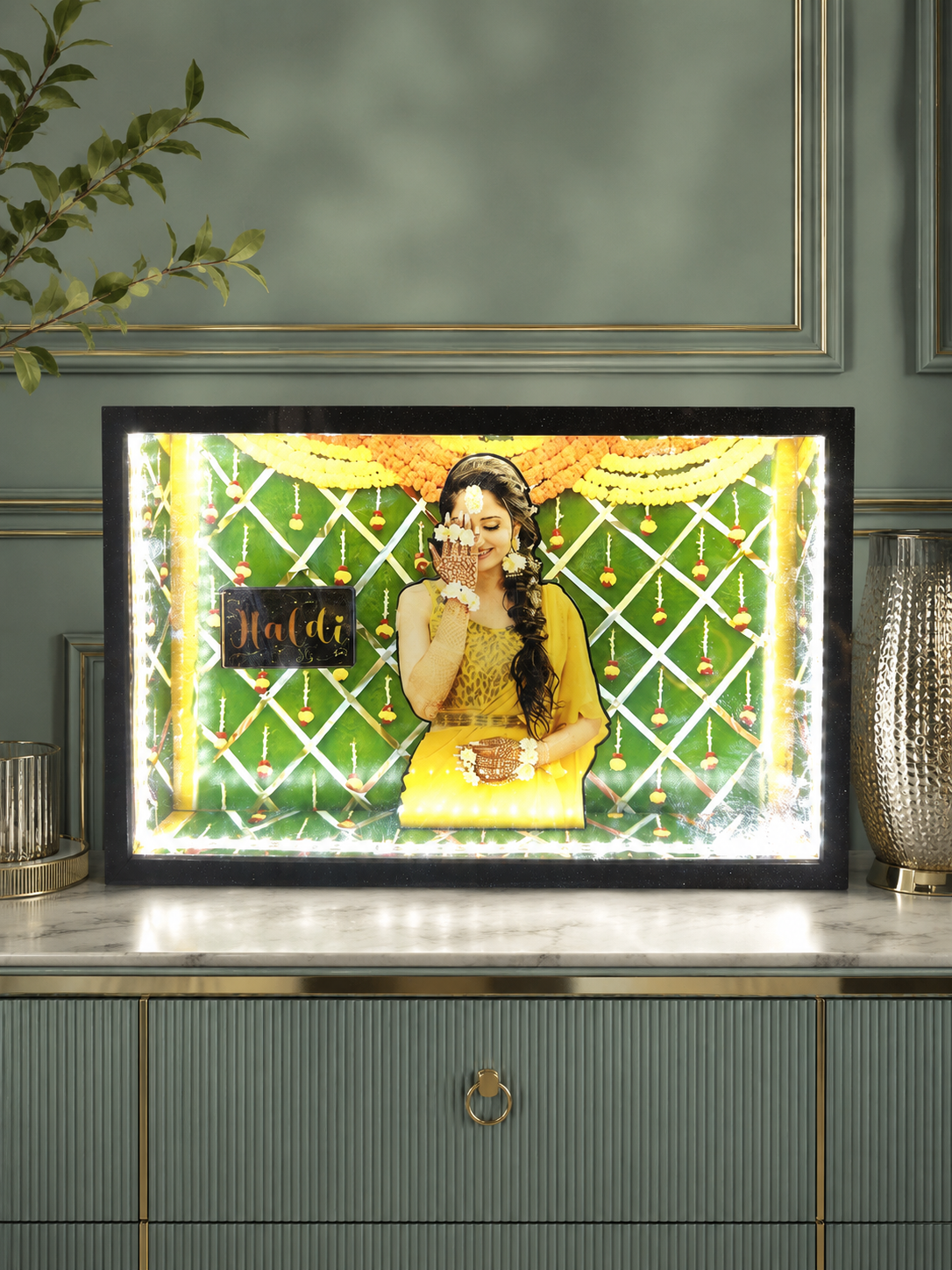 Haldi Girl Cutout Miniature LED Box MAZ02 A4 Size Personalized Wedding Haldi Frame