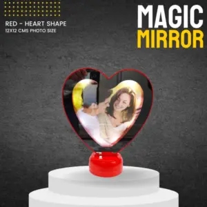 Heart Magic Mirror Red Personalized LED Photo Display