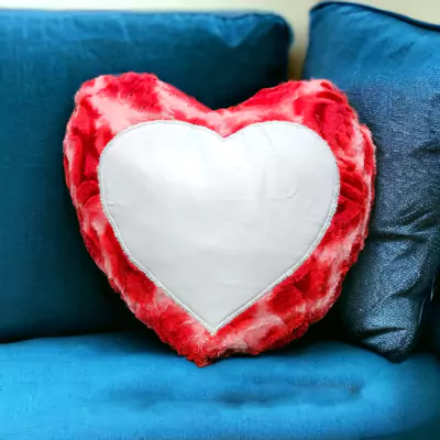 Heart Shape Gulab Fur Photo Cushion Personalized Heart Pillow
