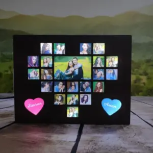 LED Heart Collage Photo Frame | Personalized Couple Memory LED Frame