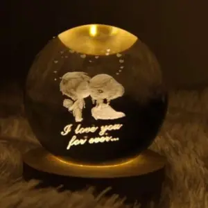 Love You Crystal Ball 3D Engraved Crystal
