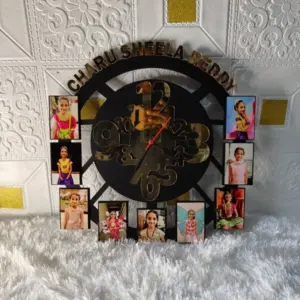 Custom Name MDF Wall Collage Frame with Clock SKU504