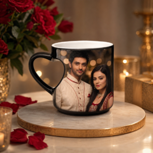 Magic Mug Heart Cut Personalized Heat Reveal Heart Handle Ceramic Photo Mug